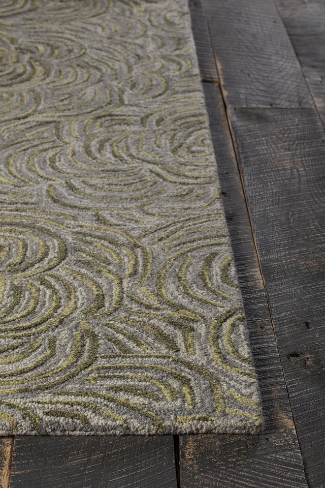 Chandra Leia LEI-42202 Green and Grey rug, corner detail