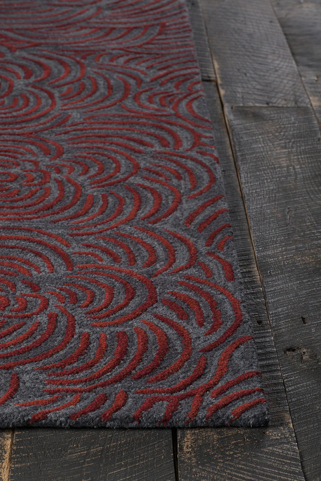 Chandra Leia LEI-42203 Red and Grey rug, corner detail
