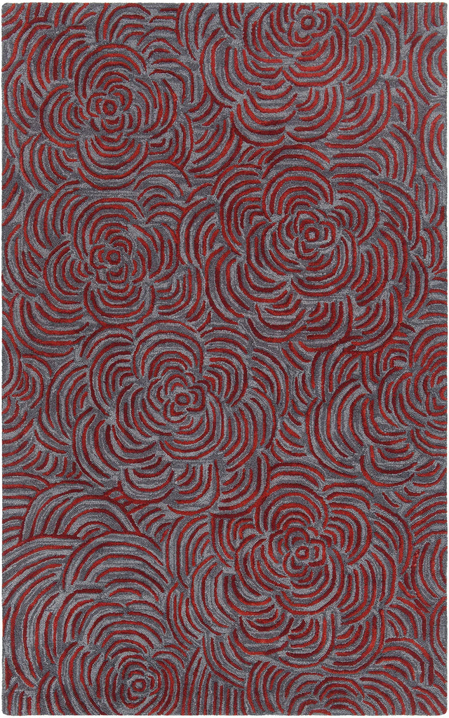 Chandra Leia LEI-42203 Red and Grey rug, flat view