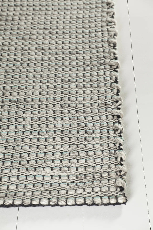 Chandra Lena LEN-44600 Teal and White and Grey and Black rug, corner detail