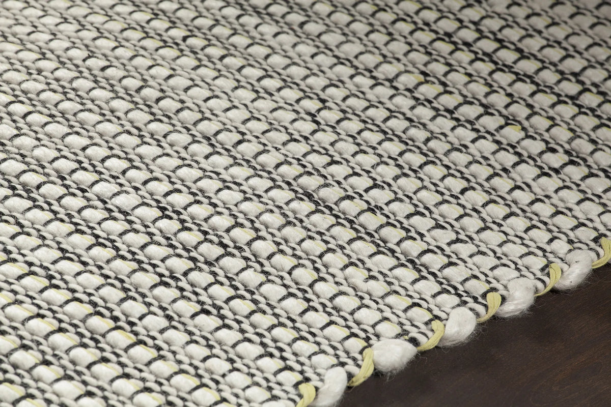 Chandra Lena LEN-44602 Green and White and Grey and Black rug, side detail view
