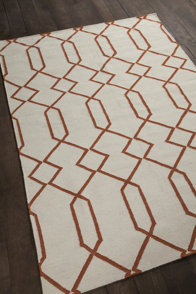 Chandra Lima LIM-25712 White and Orange rug, angled side view