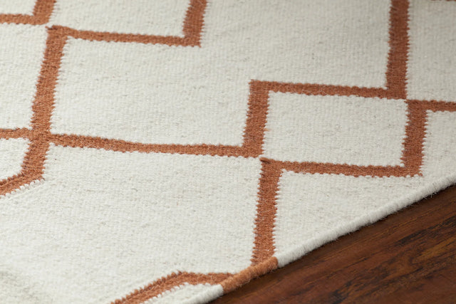 Chandra Lima LIM-25712 White and Orange rug, side detail view