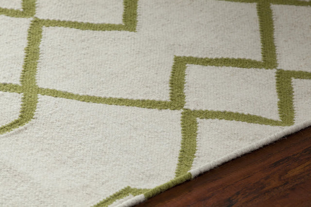 Chandra Lima LIM-25714 White and Green rug, side detail view