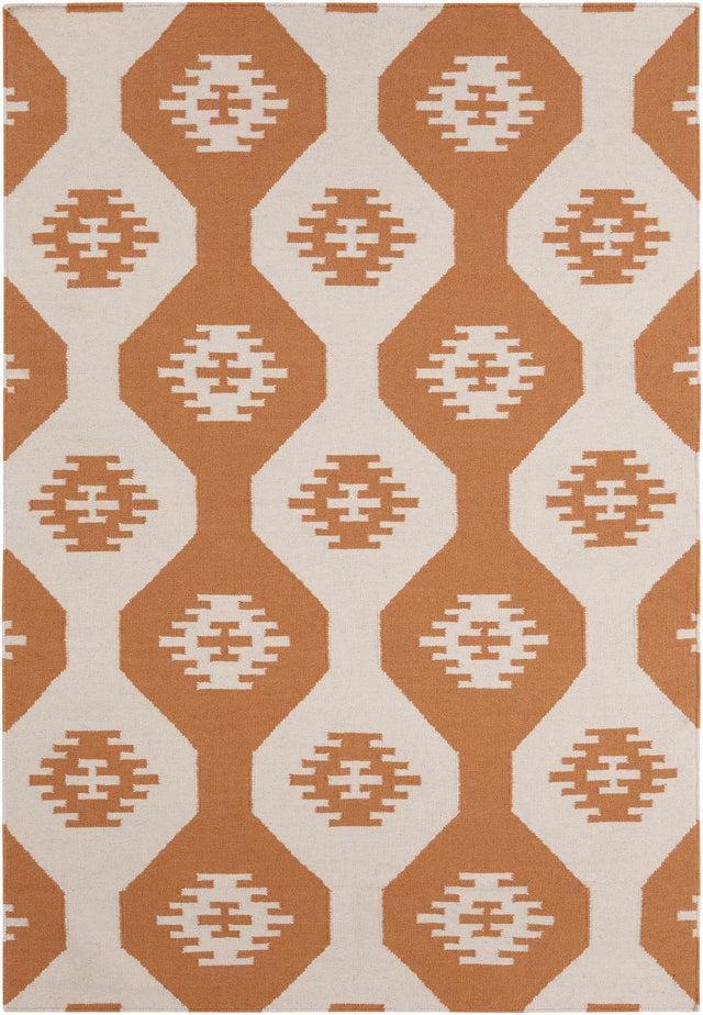 Chandra Lima LIM-25716 White and Orange rug, flat view