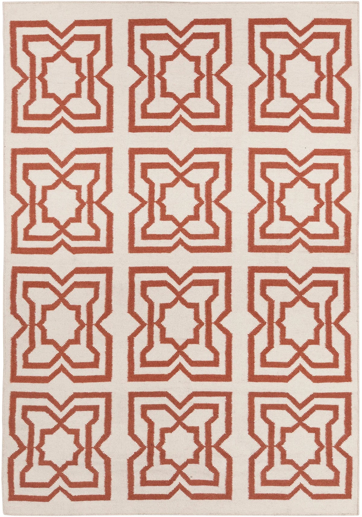 Chandra Lima LIM-25719 White and Orange rug, flat view