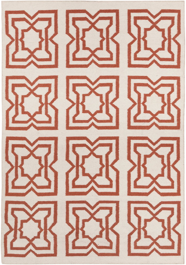 Chandra Lima LIM-25719 White and Orange rug, flat view