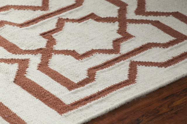 Chandra Lima LIM-25719 White and Orange rug, side detail view