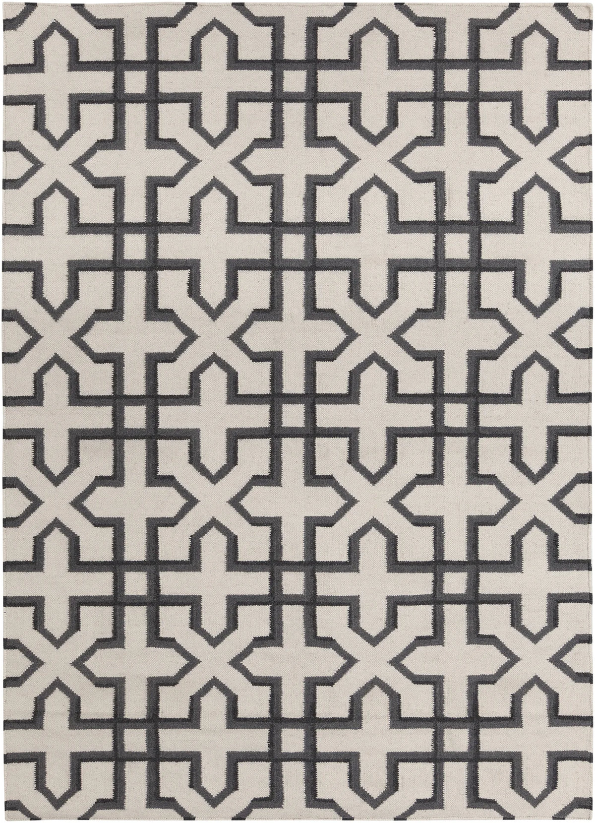 Chandra Lima LIM-25740 White and Grey and Black rug, flat view