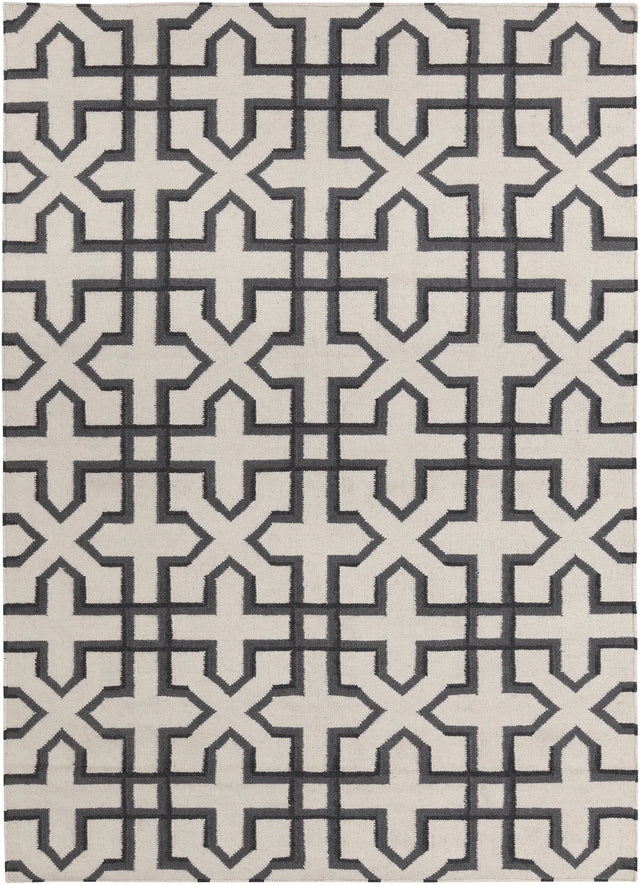 Chandra Lima LIM-25740 White and Grey and Black rug, flat view