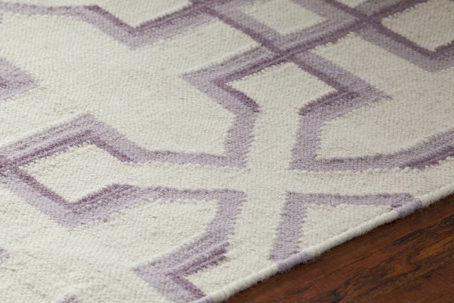 Chandra Lima LIM-25741 White and Purple and Lavendar rug, side detail view