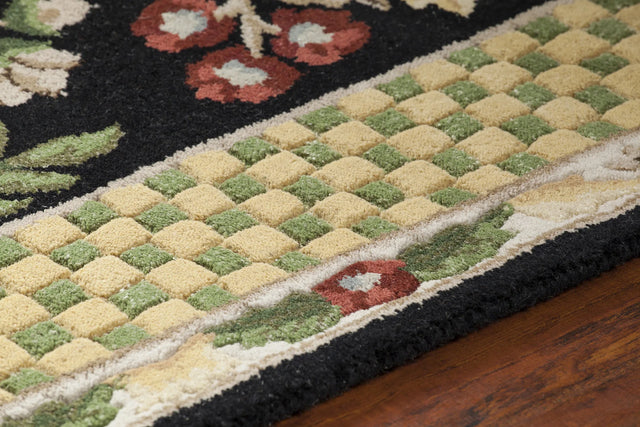 Chandra Metro MET-532 Black and Gold and Green and Brown rug, side detail view