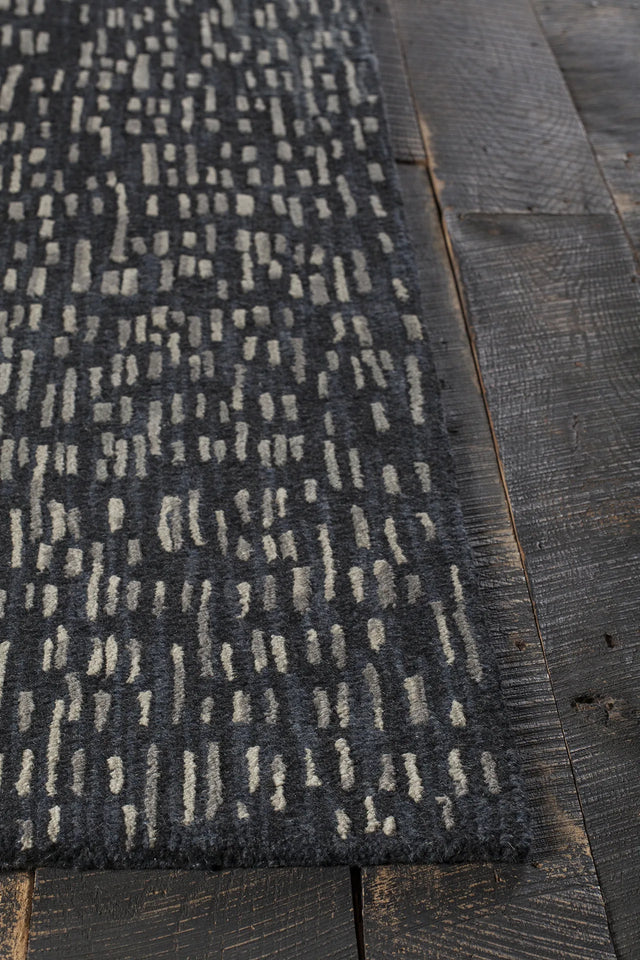 Chandra Misty MIS-42301 Black and Grey rug, corner detail