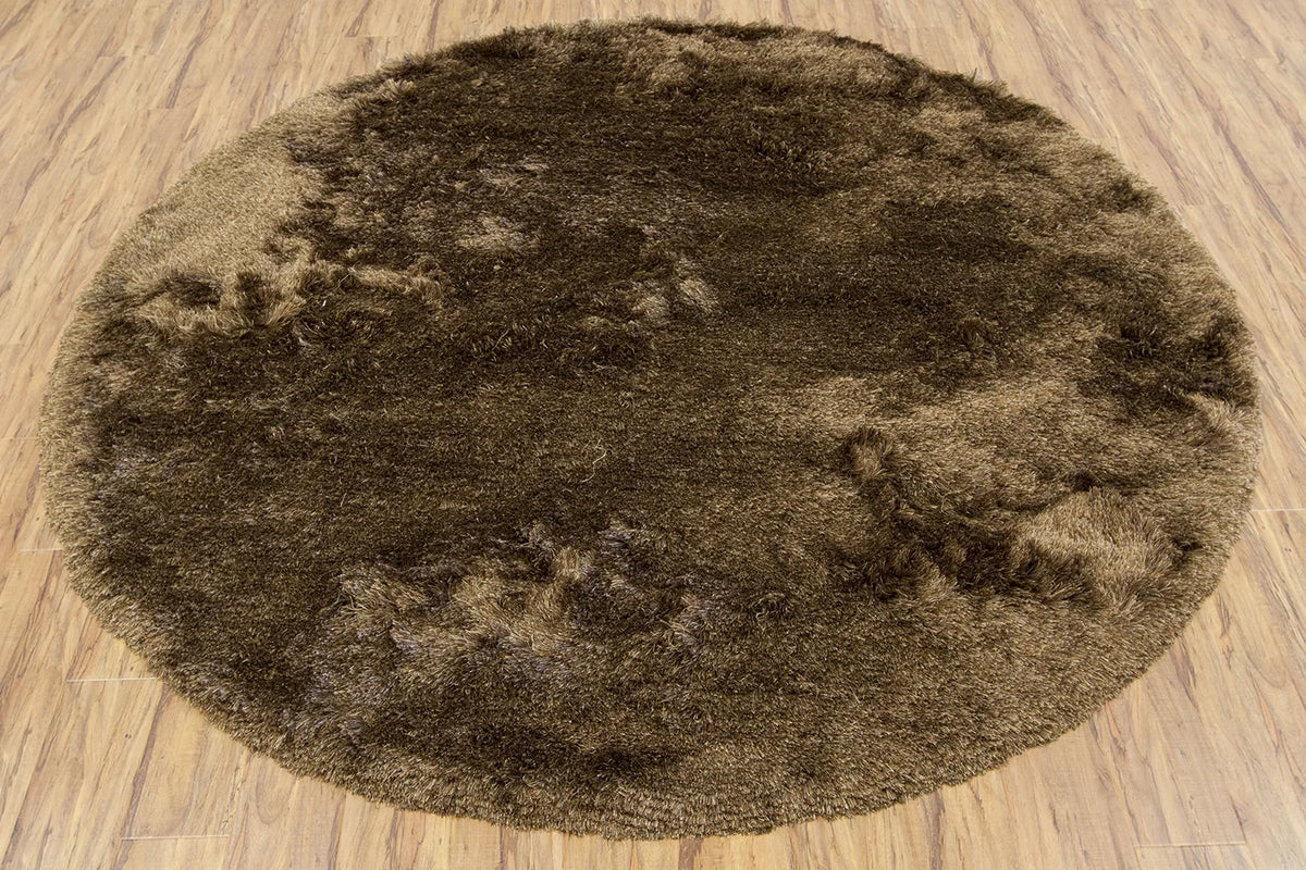Chandra Naya NAY-18803 Brown and Beige round rug, flat view