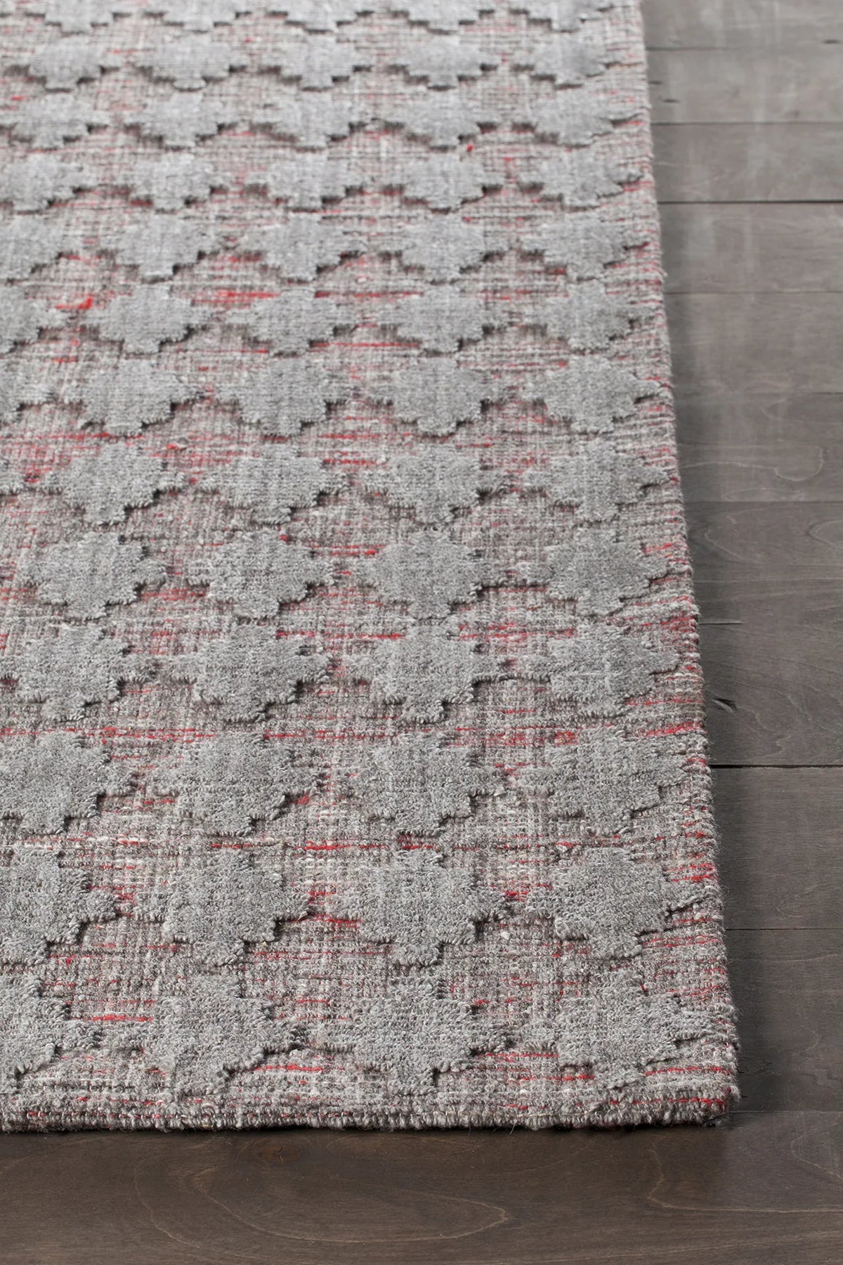 Chandra Netix NET-33201 Red and Grey rug, corner detail
