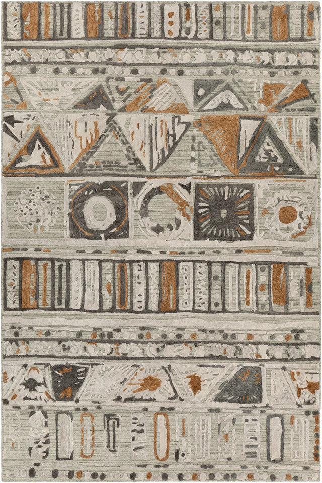 Chandra Nimah NIM-46504 White and Black and Brown rug, flat view