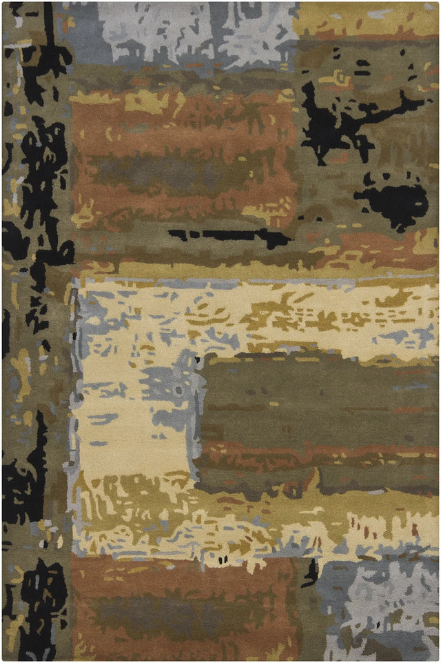 Chandra Nirvana NIR-6603 Blue and Beige and Brown and Green and Black rug, flat view