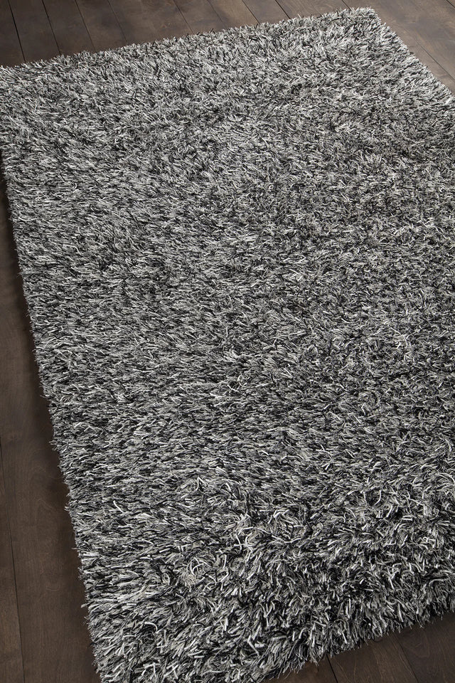 Chandra Orchid ORC-9702 Black and Ivory and Grey rug, angled side view