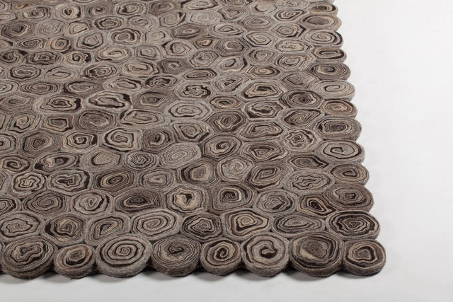 Chandra Patagonia PAT-46800 Taupe and Brown and Beige rug, corner detail