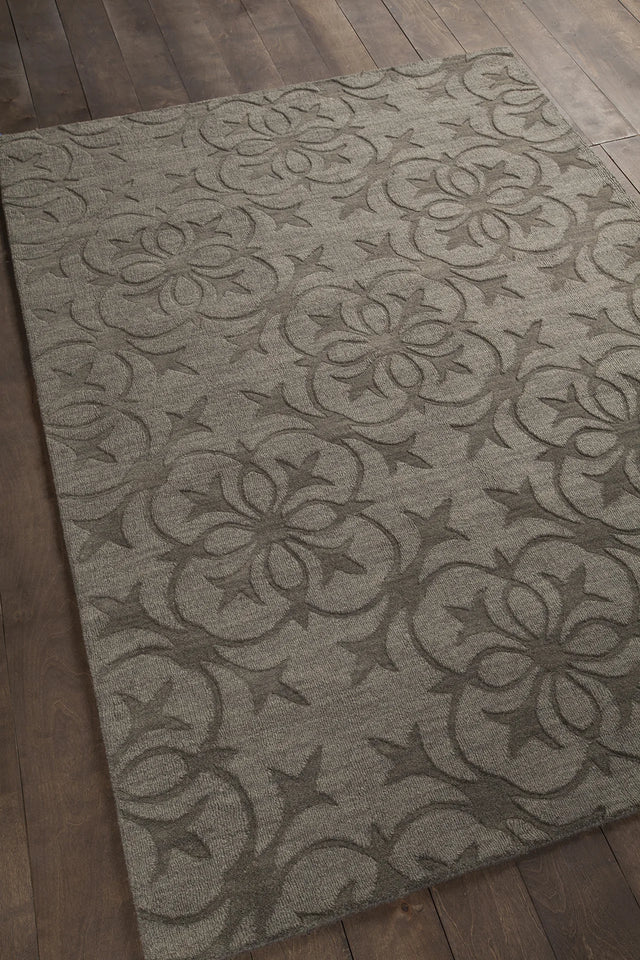 Chandra Rekha REK-29601 Taupe and Charcoal rug, angled side view