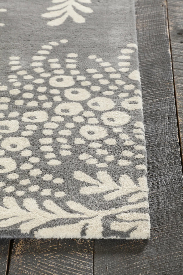 Chandra Rowe ROW-11107 Grey and Ivory rug, corner detail