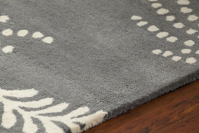 Chandra Rowe ROW-11107 Grey and Ivory rug, side detail view