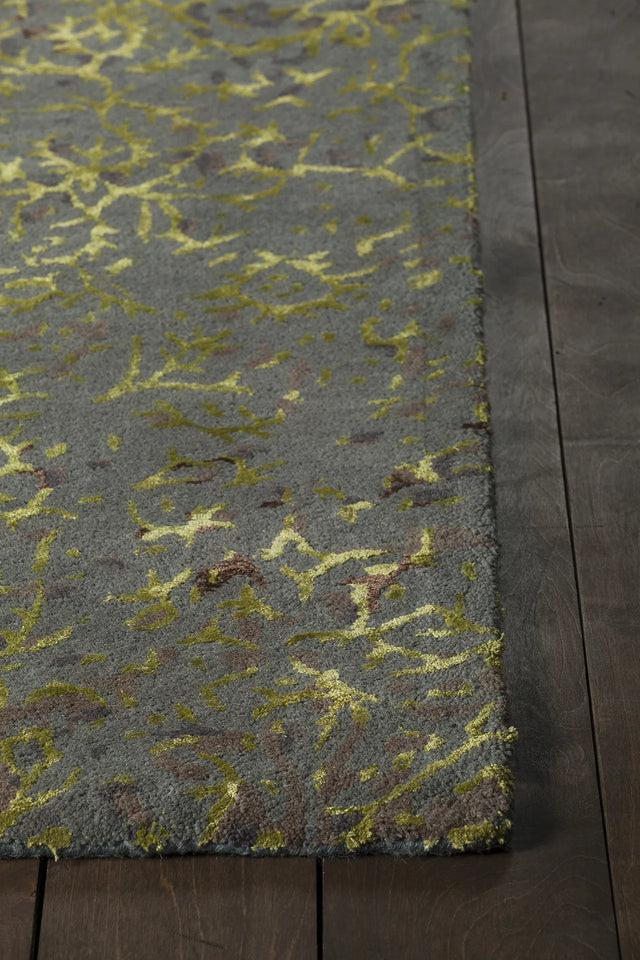 Chandra Rupec RUP-39605 Blue and Green and Brown rug, corner detail