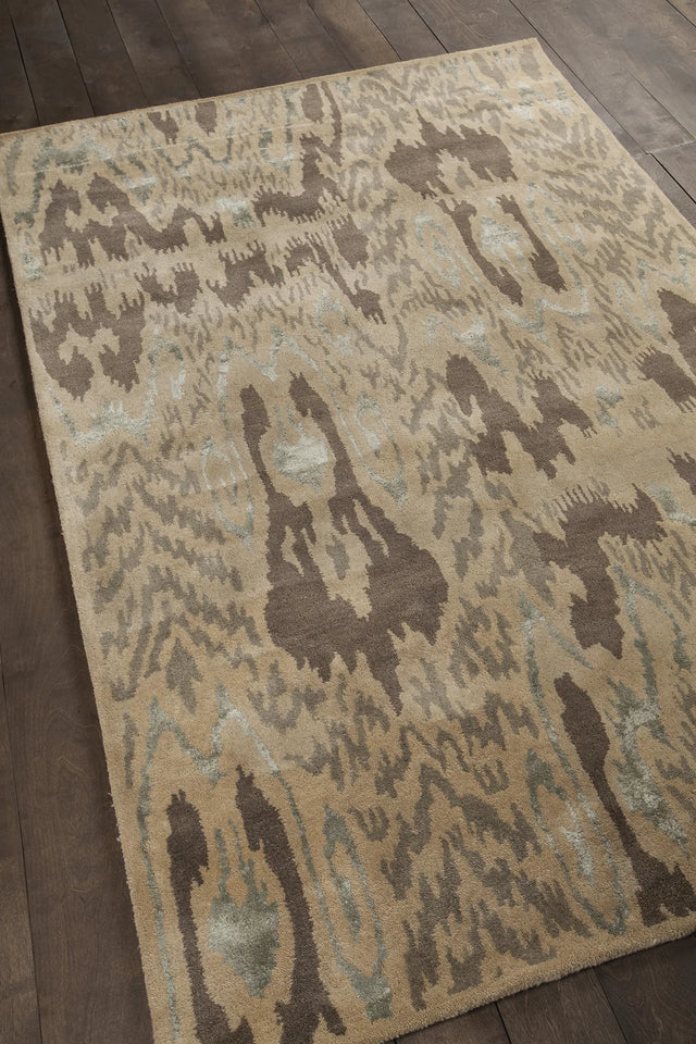 Chandra Rupec RUP-39606 Beige and Grey and Brown rug, angled side view