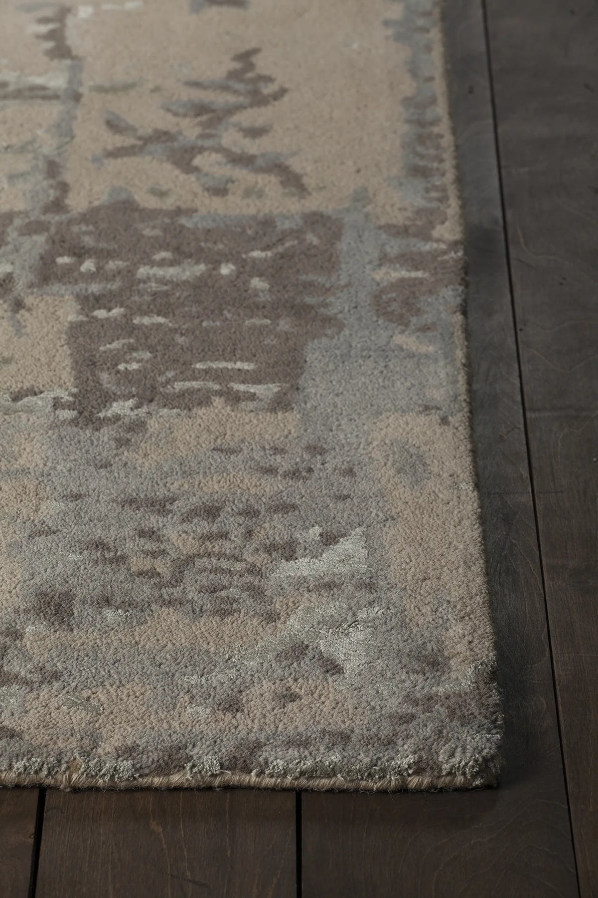 Chandra Rupec RUP-39610 Silver and Beige and Brown rug, corner detail
