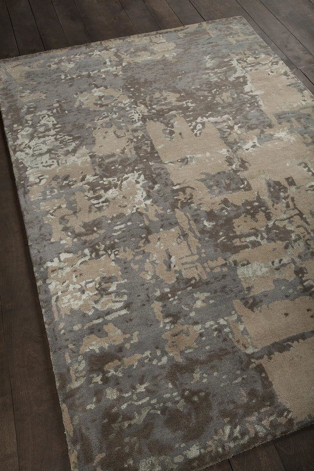 Chandra Rupec RUP-39610 Silver and Beige and Brown rug, angled side view