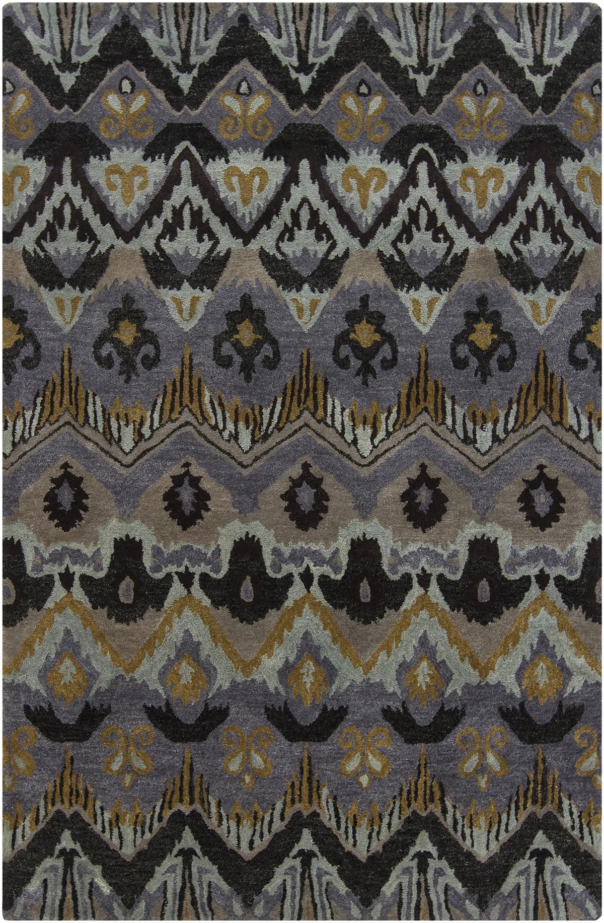Chandra Rupec RUP-39619 Grey and Taupe and Gold and Black rug, flat view