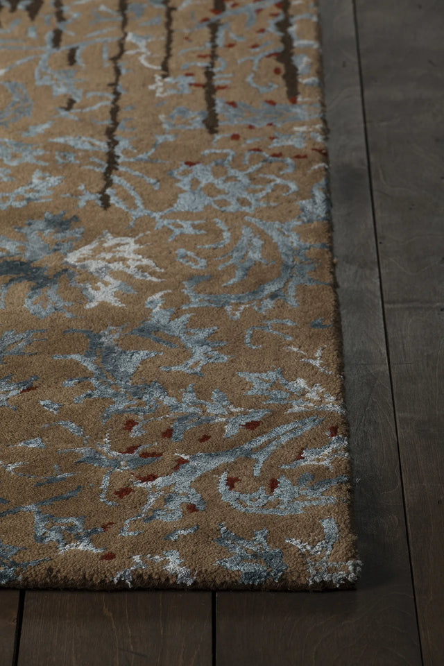 Chandra Rupec RUP-39624 Brown and Blue rug, corner detail