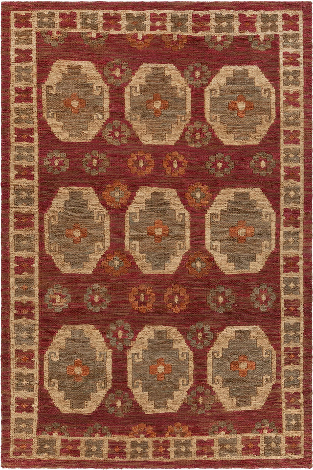Chandra Ryleigh RYL-46901 Red and Green and Natural rug, flat view