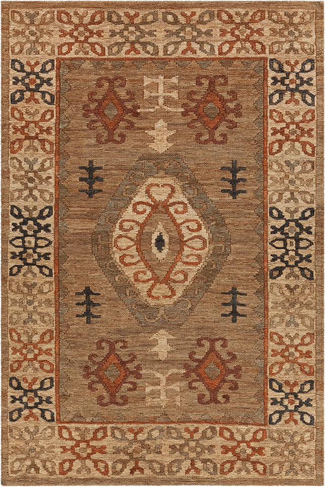 Chandra Ryleigh RYL-46902 Natural and Tan and Green and Rust rug, flat view