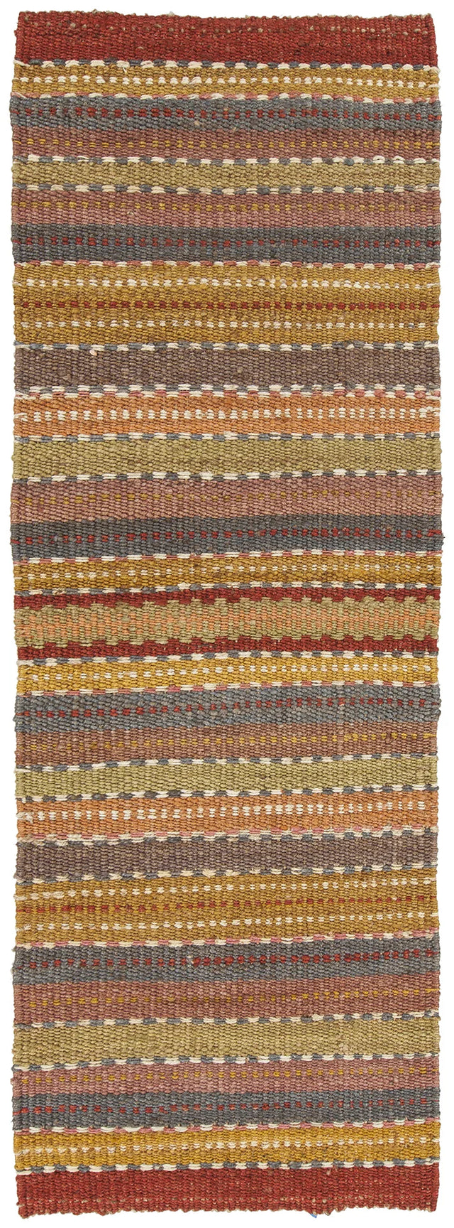Chandra Saket SAK-3705 Brown and Red and Orange and Blue and Green runner rug, flat view