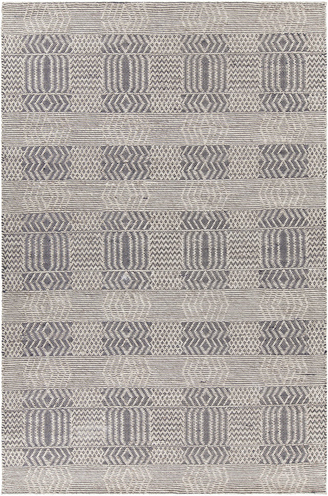 Chandra Salona SAL-34503 Black and Natural rug, flat view