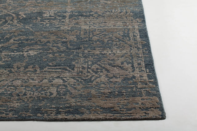 Chandra Sasha SAS-47002 Navy Blue and Silver rug, corner detail