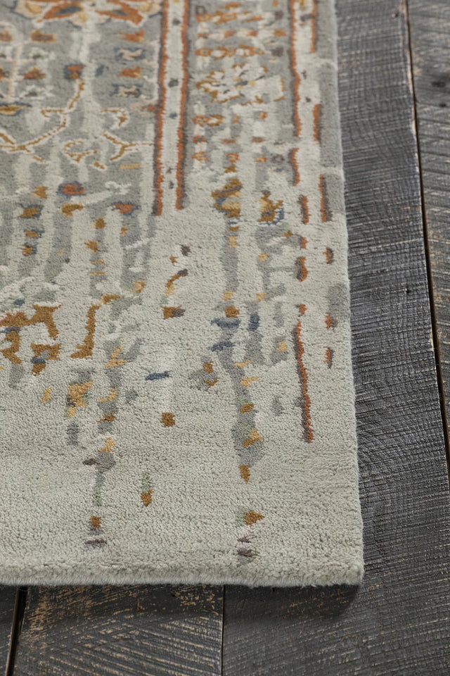 Chandra Spring SPR-29100 Grey and Taupe and Brown and Yellow and Black rug, corner detail