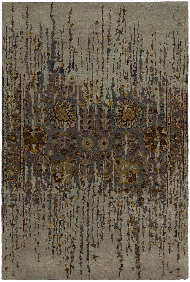 Chandra Spring SPR-29100 Grey and Taupe and Brown and Yellow and Black rug, flat view