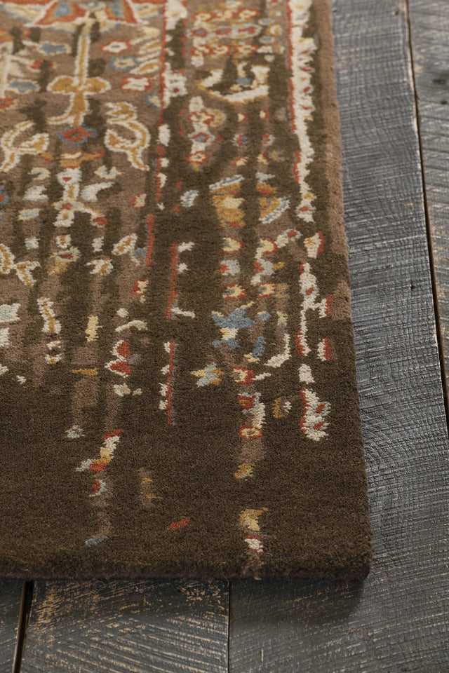 Chandra Spring SPR-29103 Black and Brown and Gold and Grey and Burgundy rug, corner detail