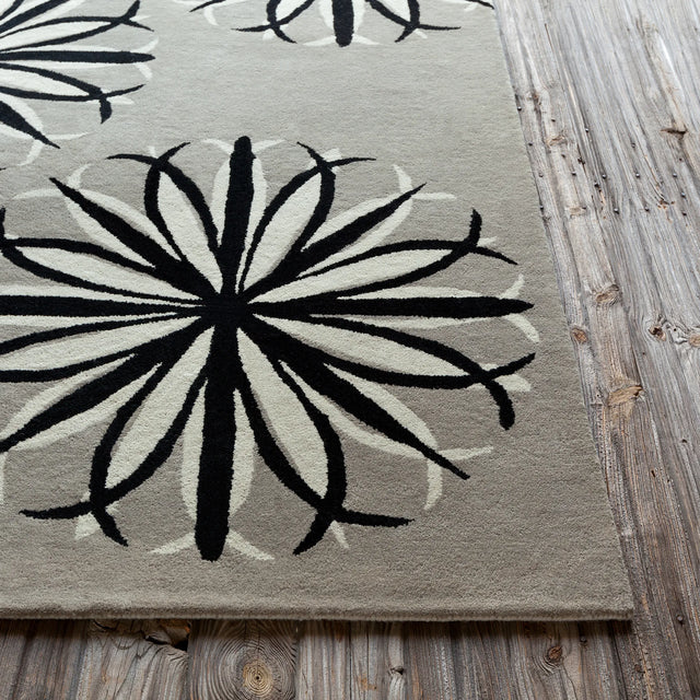 Chandra Stella STE-52048 Taupe and Black and Ivory rug, corner detail