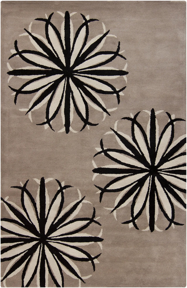 Chandra Stella STE-52048 Taupe and Black and Ivory rug, flat view