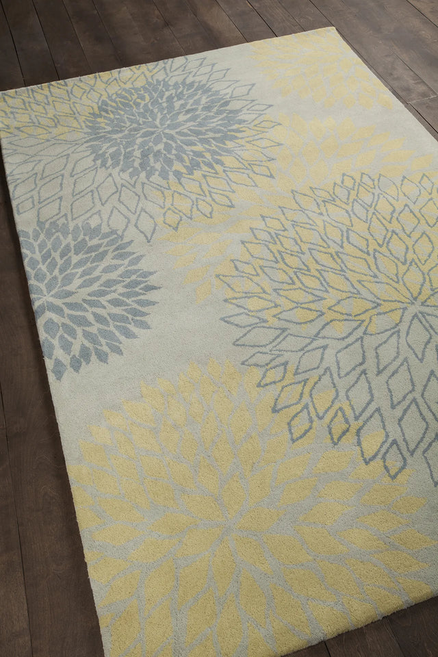 Chandra Stella STE-52080 Grey and Yellow rug, angled side view