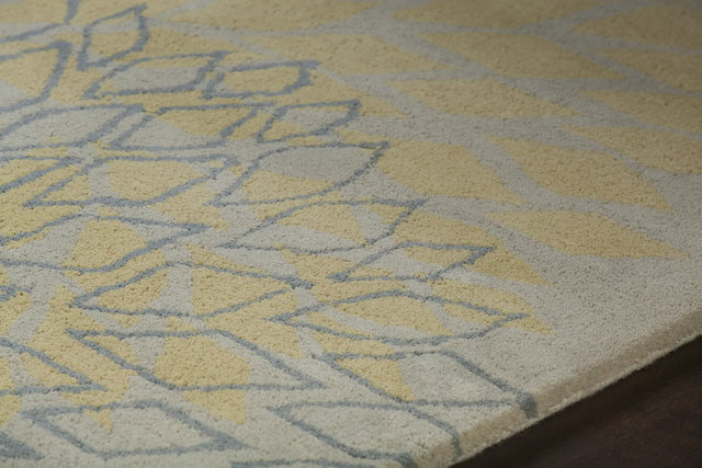 Chandra Stella STE-52080 Grey and Yellow rug, side detail view
