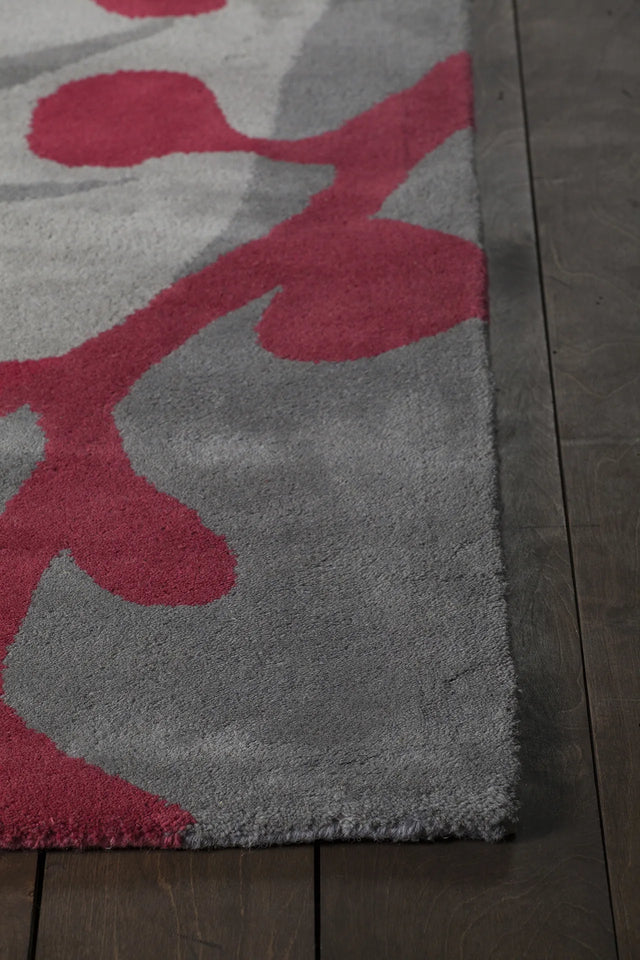 Chandra Stella STE-52086 Grey and Red rug, corner detail