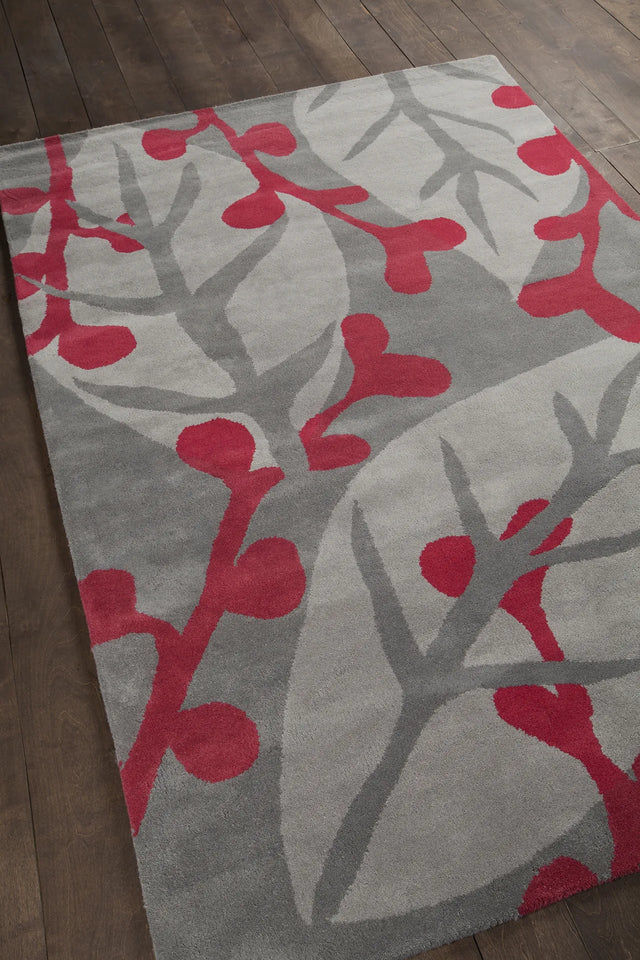 Chandra Stella STE-52086 Grey and Red rug, angled side view