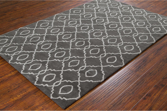 Chandra Stella STE-52124 Charcoal and Cream rug, styled detail view