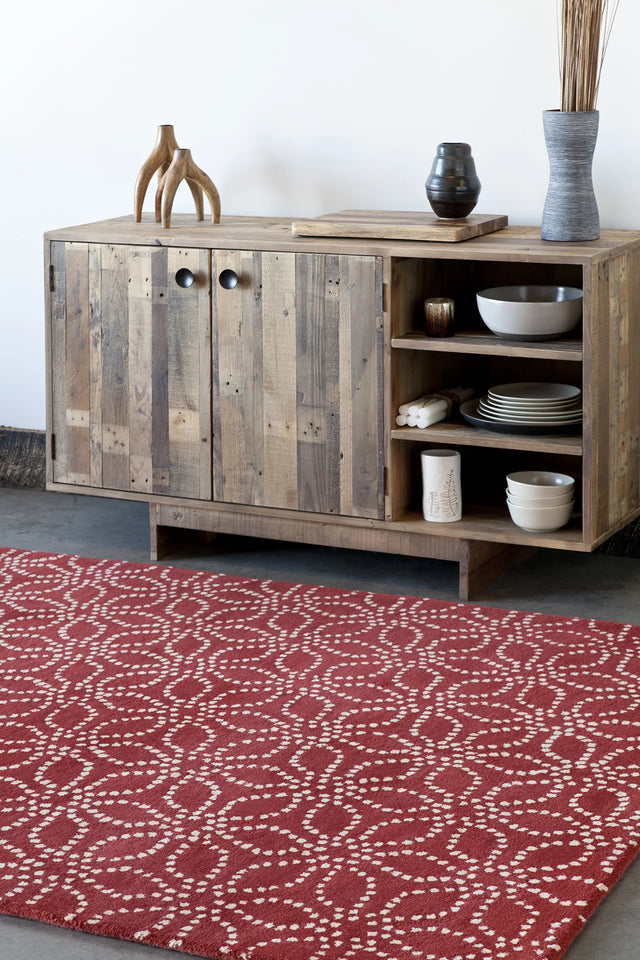 Chandra Stella STE-52135 Red and White rug, shown in a room setting