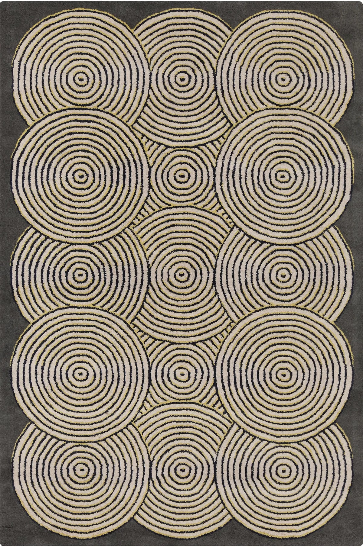 Chandra Stella STE-52239 Grey and Cream and Yellow rug, flat view