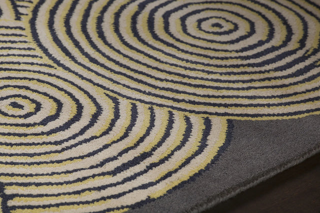 Chandra Stella STE-52239 Grey and Cream and Yellow rug, side detail view